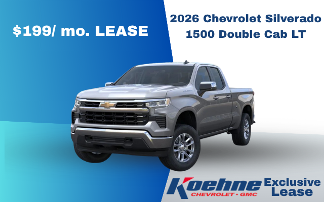 2026 Chevy Silverado Double Cab LT starting at $199/mo. Lease