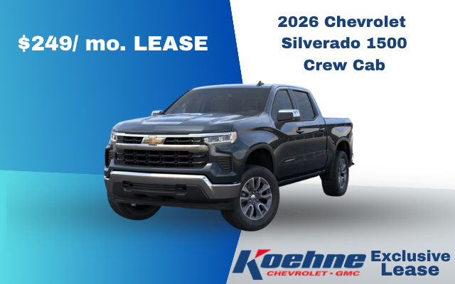 2026 Chevy Silverado Crew Cab LT starting at $249/mo. Lease